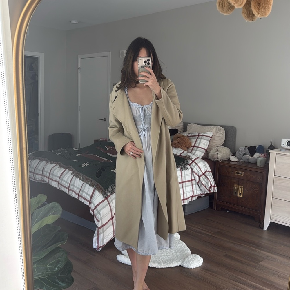 Maxmara Studio Beige Wool Cashmere Blend Wrap Coat